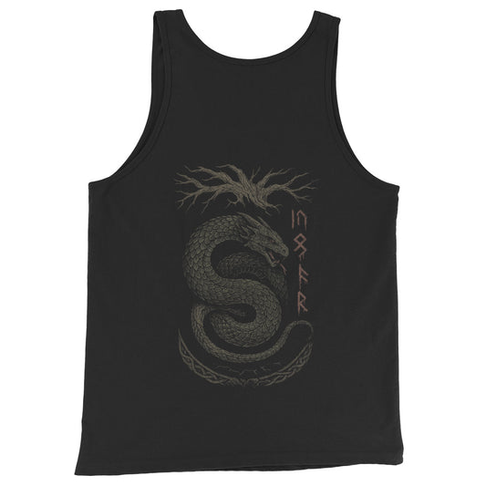 Wyrm Below the Roots Men’s Tank – Mythic Underworld Serpent by Mernog
