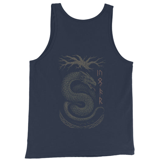 Wyrm Below the Roots Men’s Tank – Mythic Underworld Serpent by Mernog