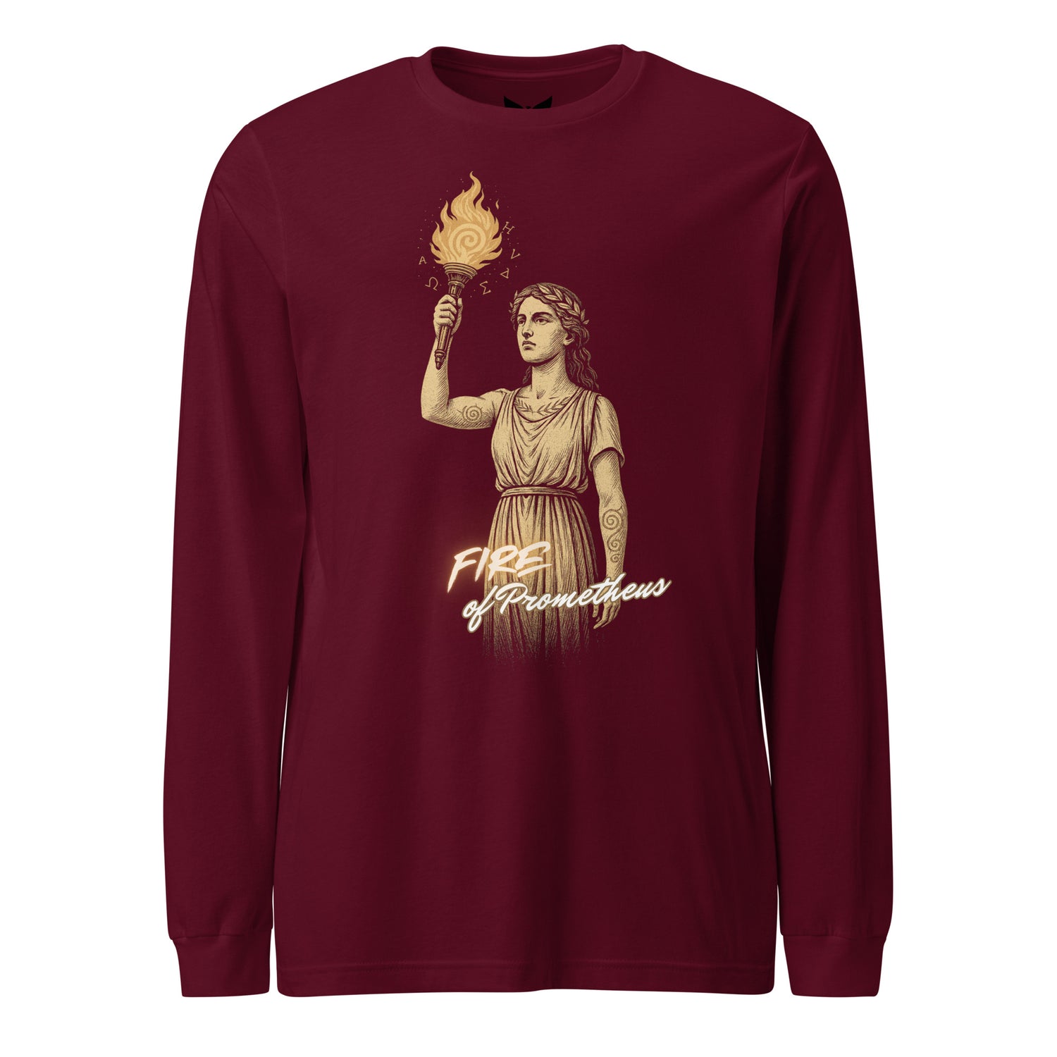 Fire of Prometheus Long Sleeve T-Shirt – Mythic Flame of Rebellion Design by Mernog