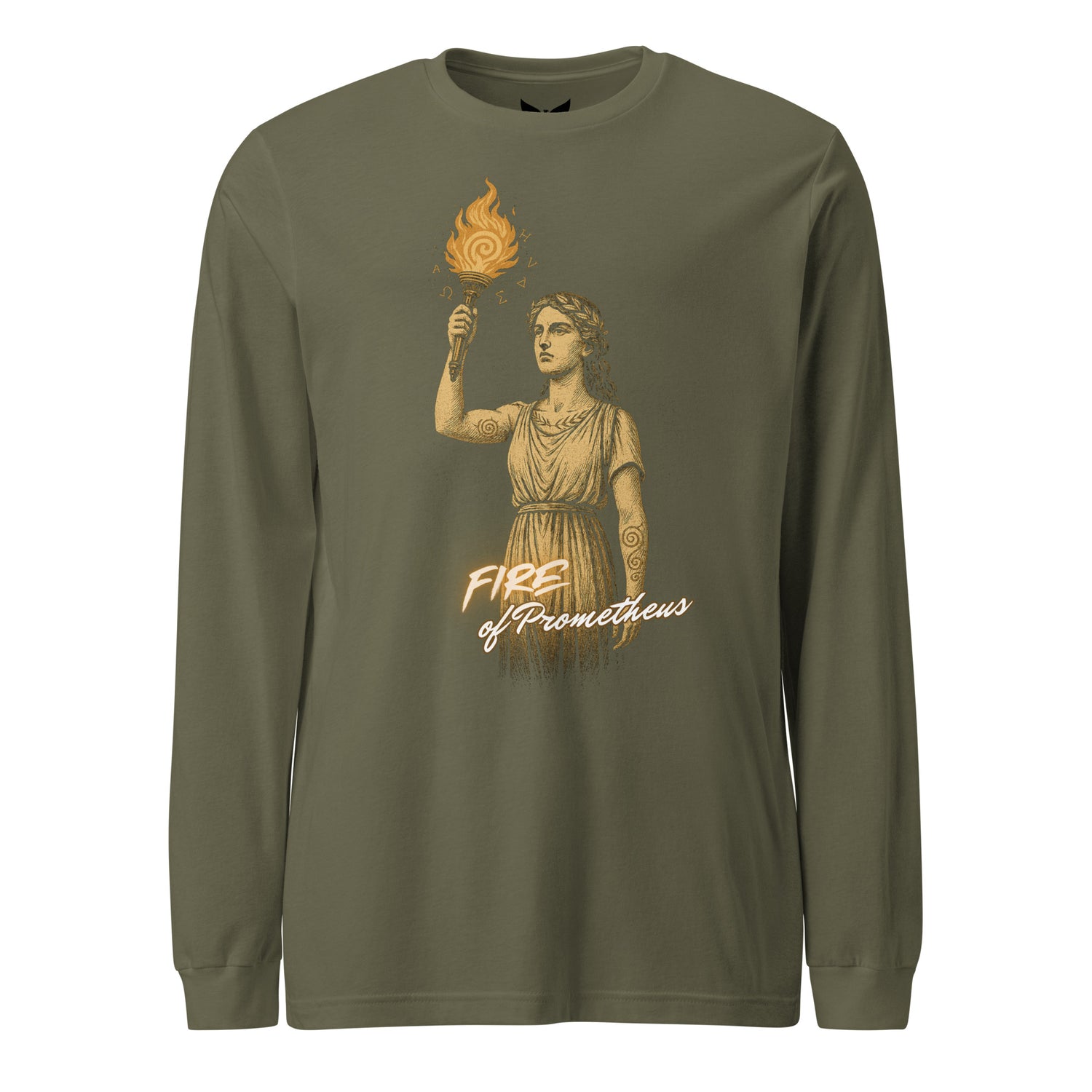 Fire of Prometheus Long Sleeve T-Shirt – Mythic Flame of Rebellion Design by Mernog