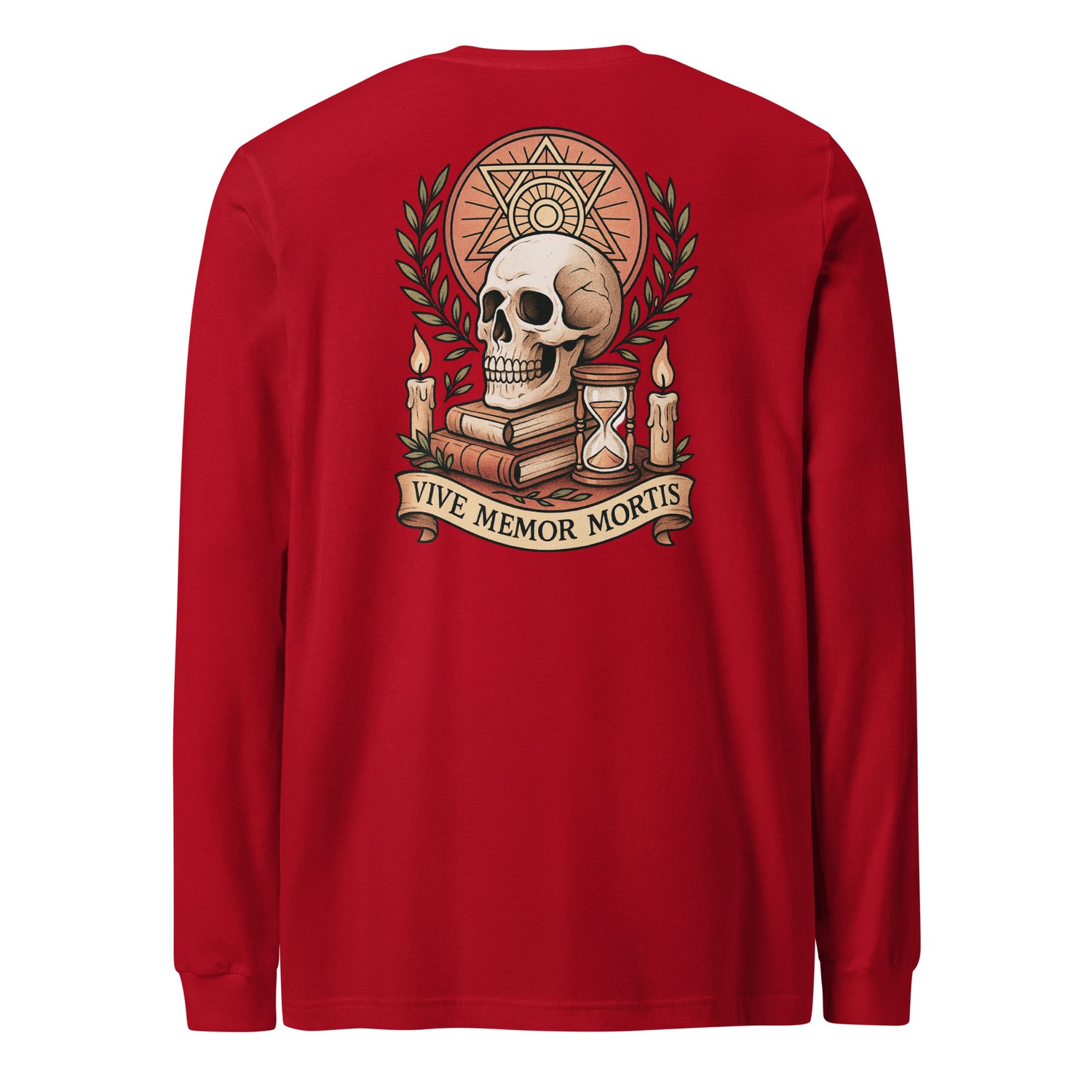 Vive Memor Mortis Long Sleeve T-Shirt – Memento Mori Latin Symbol Shirt by Mernog