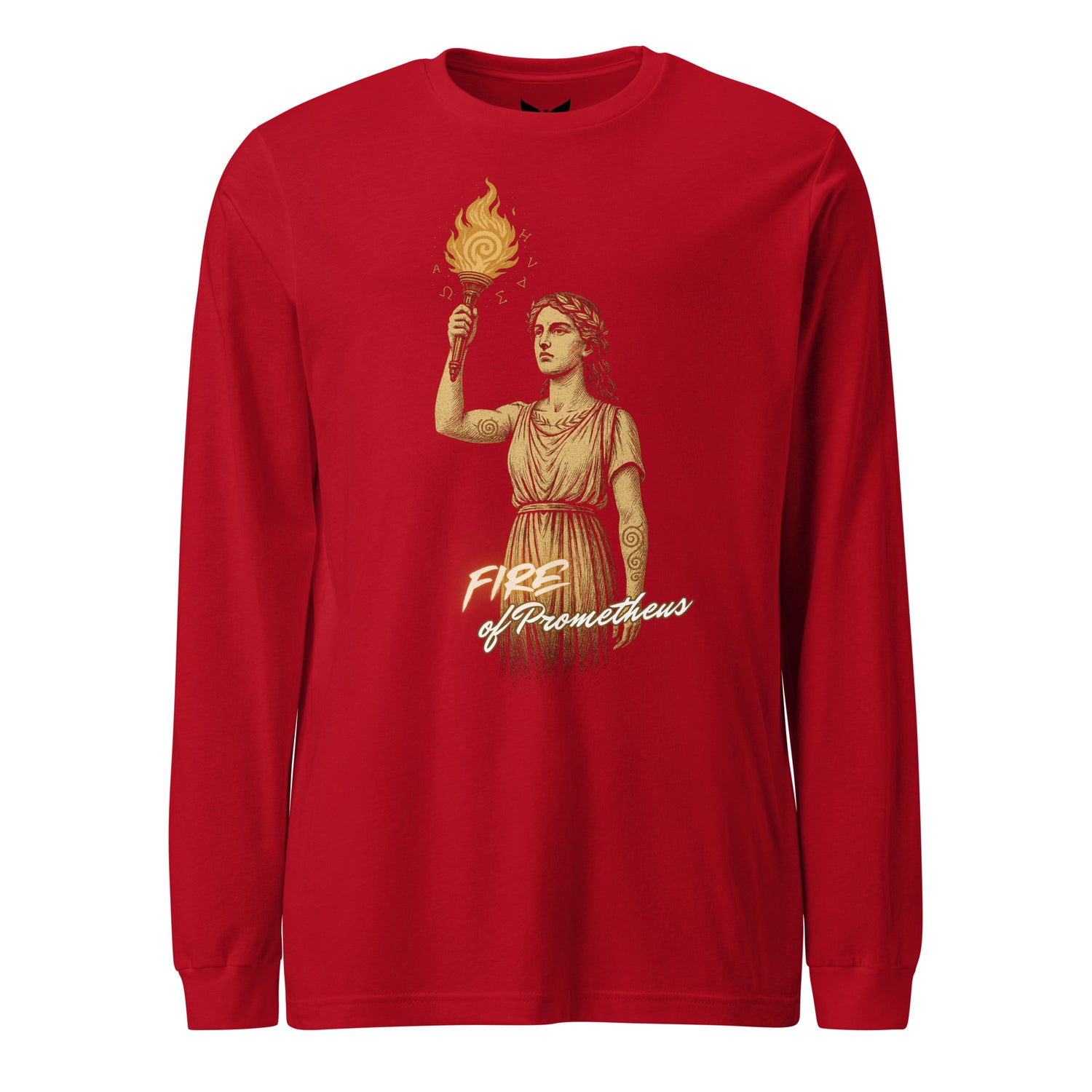 Fire of Prometheus Long Sleeve T-Shirt – Mythic Flame of Rebellion Design by Mernog
