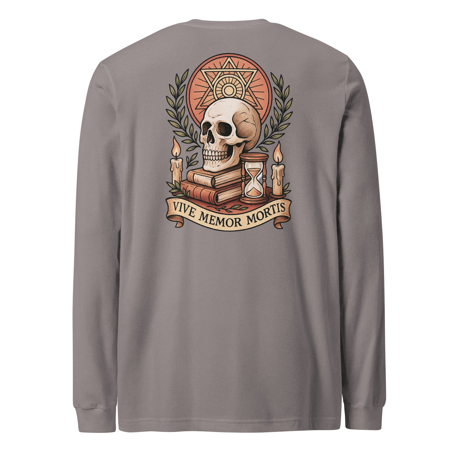 Vive Memor Mortis Long Sleeve T-Shirt – Memento Mori Latin Symbol Shirt by Mernog