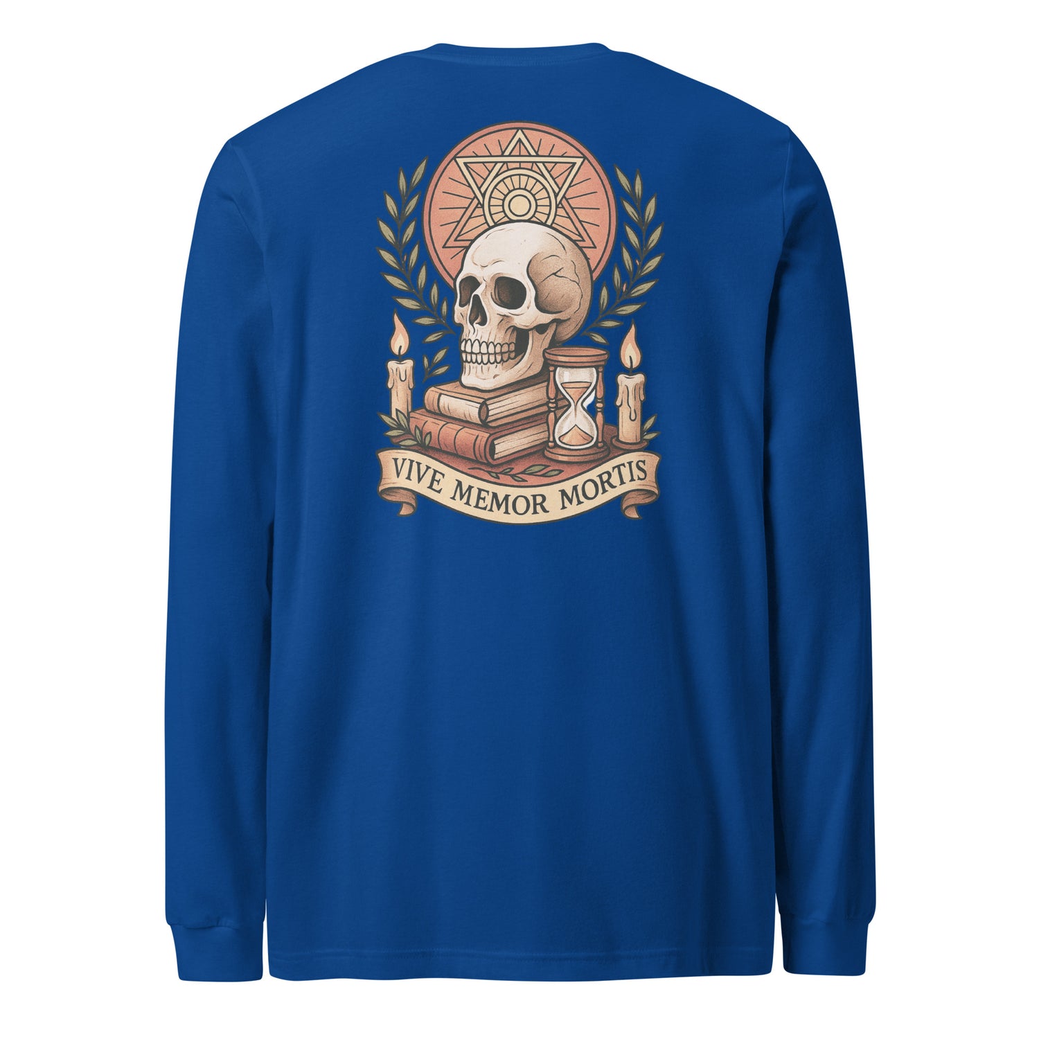 Vive Memor Mortis Long Sleeve T-Shirt – Memento Mori Latin Symbol Shirt by Mernog