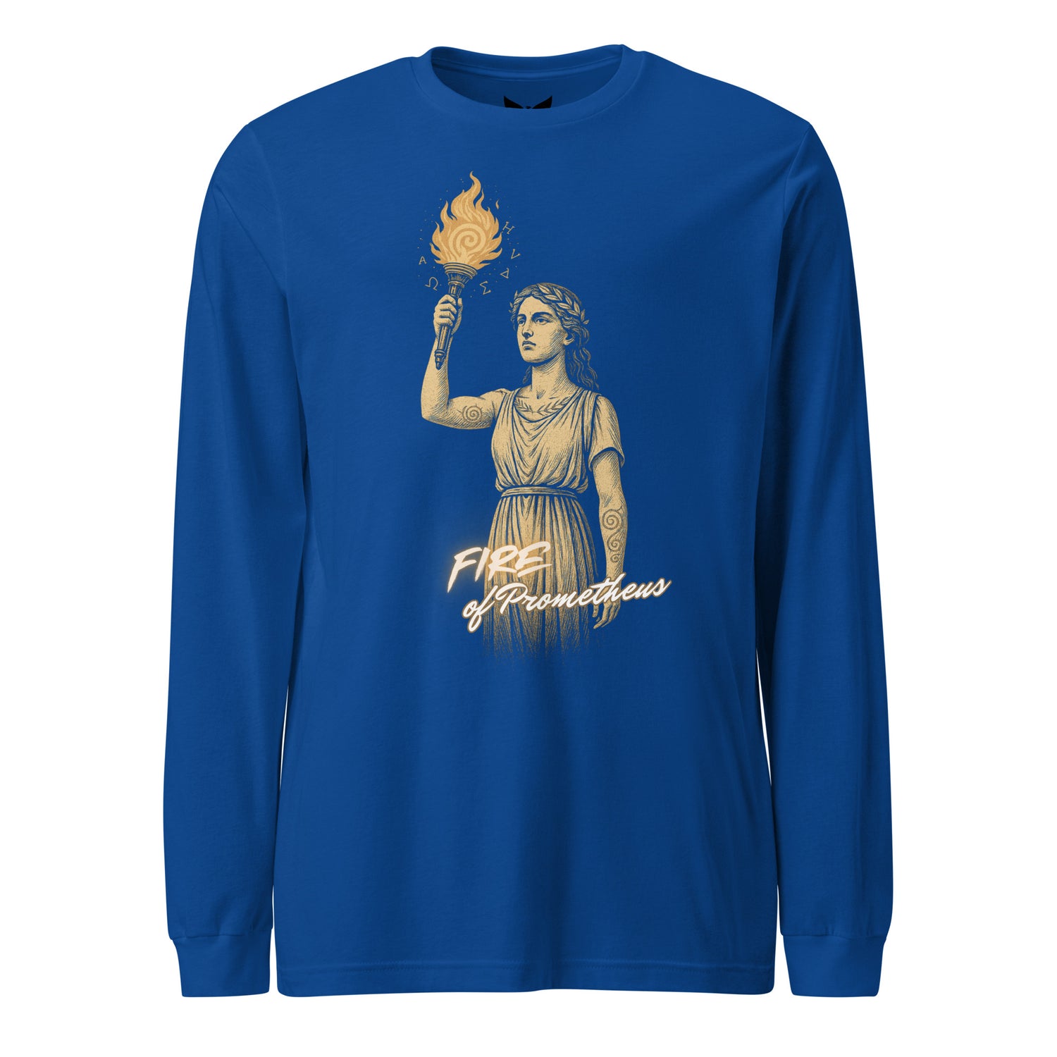 Fire of Prometheus Long Sleeve T-Shirt – Mythic Flame of Rebellion Design by Mernog