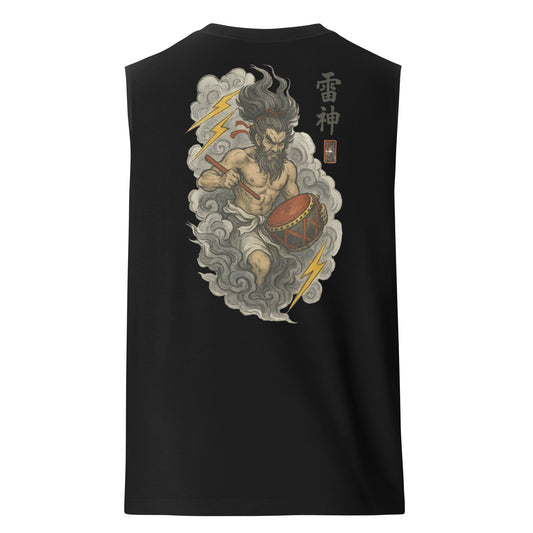 Raijin Muscle Shirt – Japanese Thunder God Symbol by Mernog