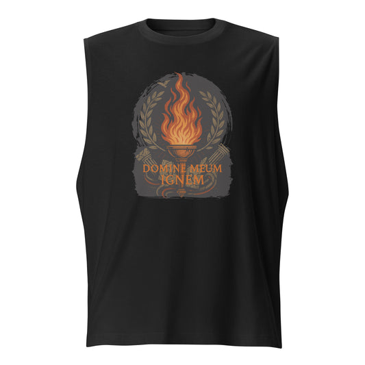 Domine Meum Ignem Muscle Shirt – Latin Fire Invocation Design by Mernog