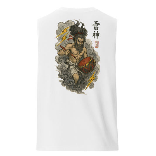 Raijin Muscle Shirt – Japanese Thunder God Symbol by Mernog