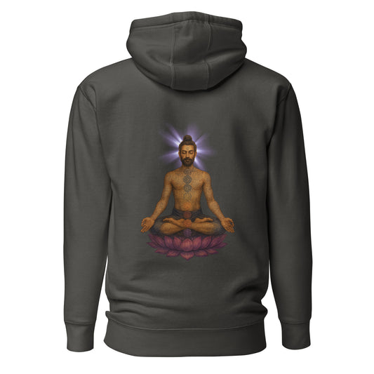 Cosmic Yogi Hoodie – Galactic Meditation and Astral Energy Symbol by Mernog