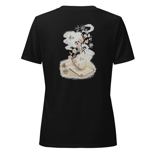 Zen Bloom Women’s Relaxed V-Neck Tee – Mindfulness Floral Shirt by Mernog